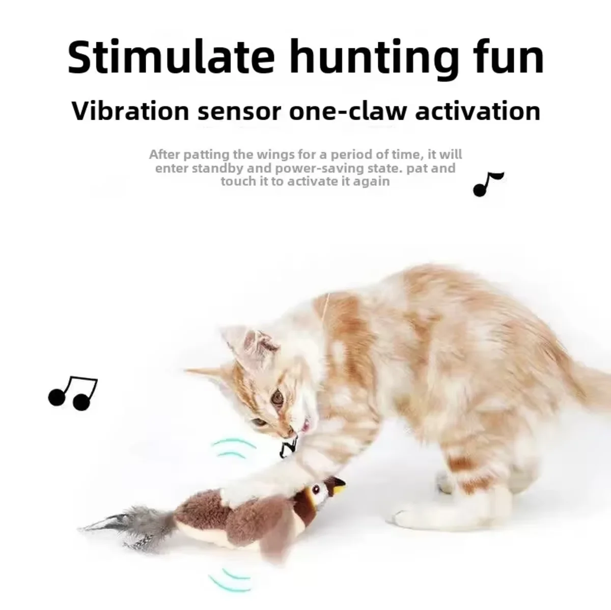 Hot Cat Interactive Toys Catnip Electric Pat Bird (with Catnip) Dog Cats Touch-Activated Squeaky Plush Toy Pet USB Rechargeable