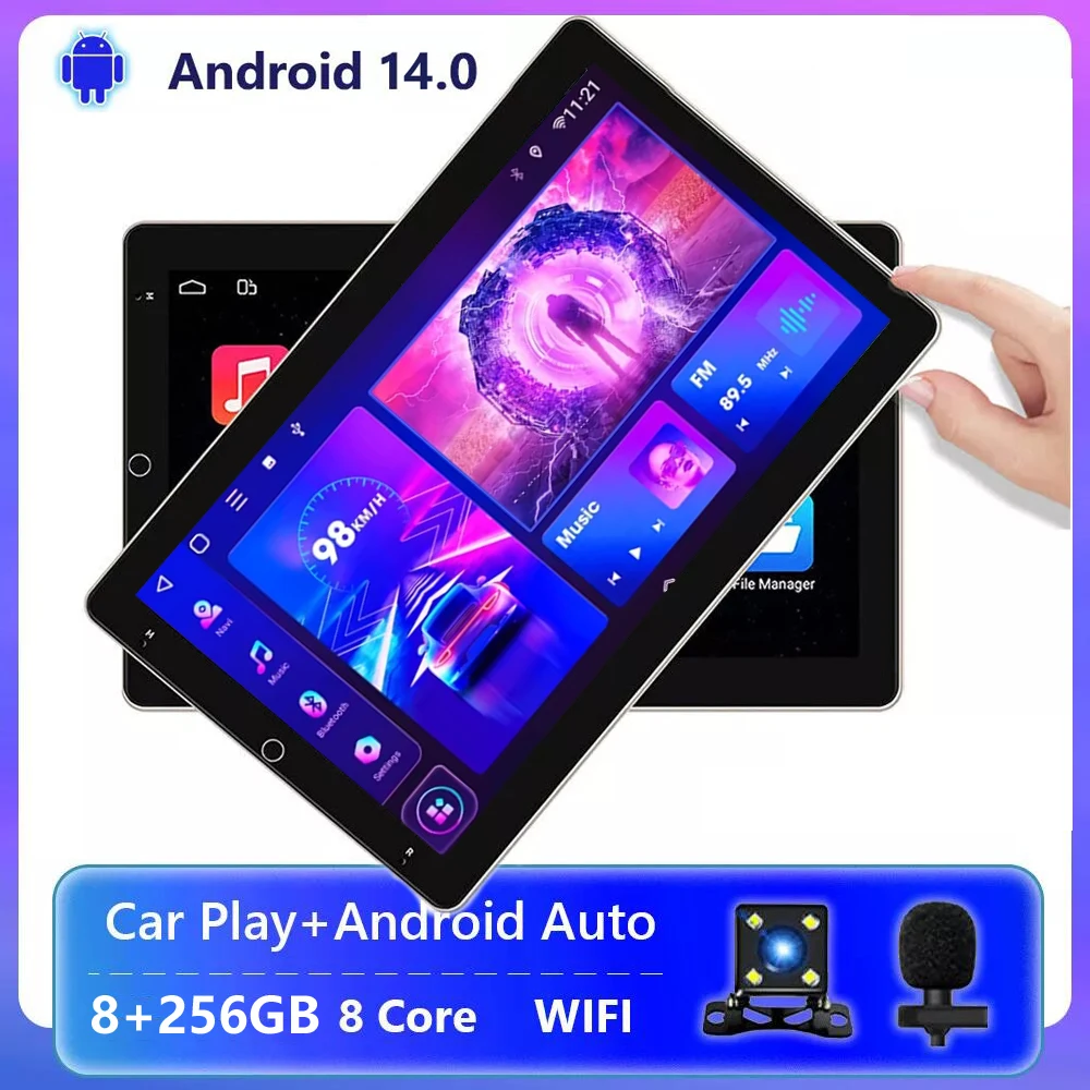 

10.1"Car Radio Carplay Android Auto 4G+64GB Universal Multimedia Player WIFI Autoradio Rotatable Vertical Touch Screen