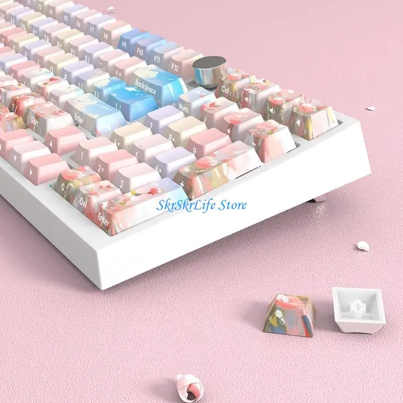 

E65E Exquisite Colored Rose Keycaps с двойным выстрелом Craft PBT-Keycaps Маслоустойчивая и долговечная отделка