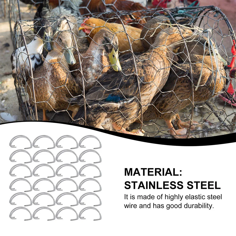 

40pcs Chicken Cage Door Hook Stainless Steel Metal Hook For Rabbit Pigeon Quail Cage Durable Multifunctional Breeding Equipment