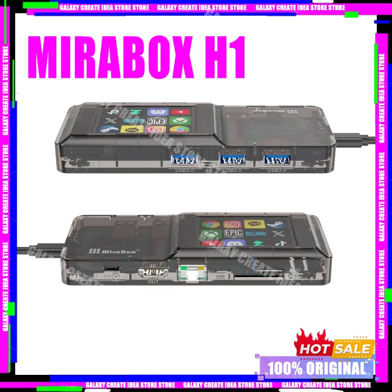 

HOT Mirabox H1 Type-C Visual Docking Station Network Port Docking Station with Console Custom Button TF/SD Card Reader Gifts