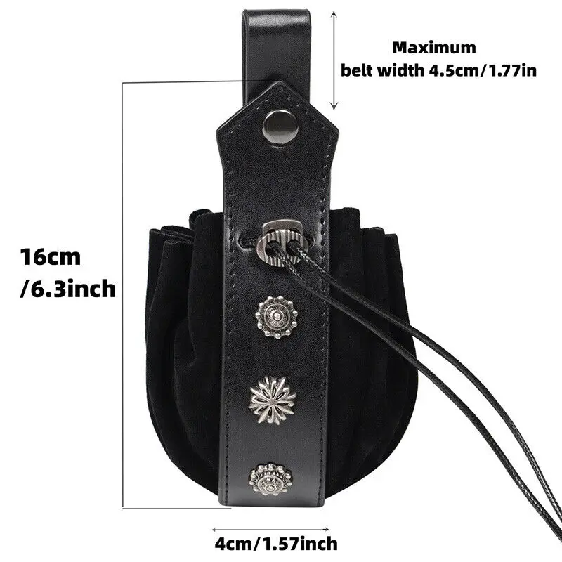 Faux Leather Medieval Pouch Vintage Exquisite Waist Bag Hanging Belt Purse Cosplay Accessories Men Coin Purse Costume Cosplay