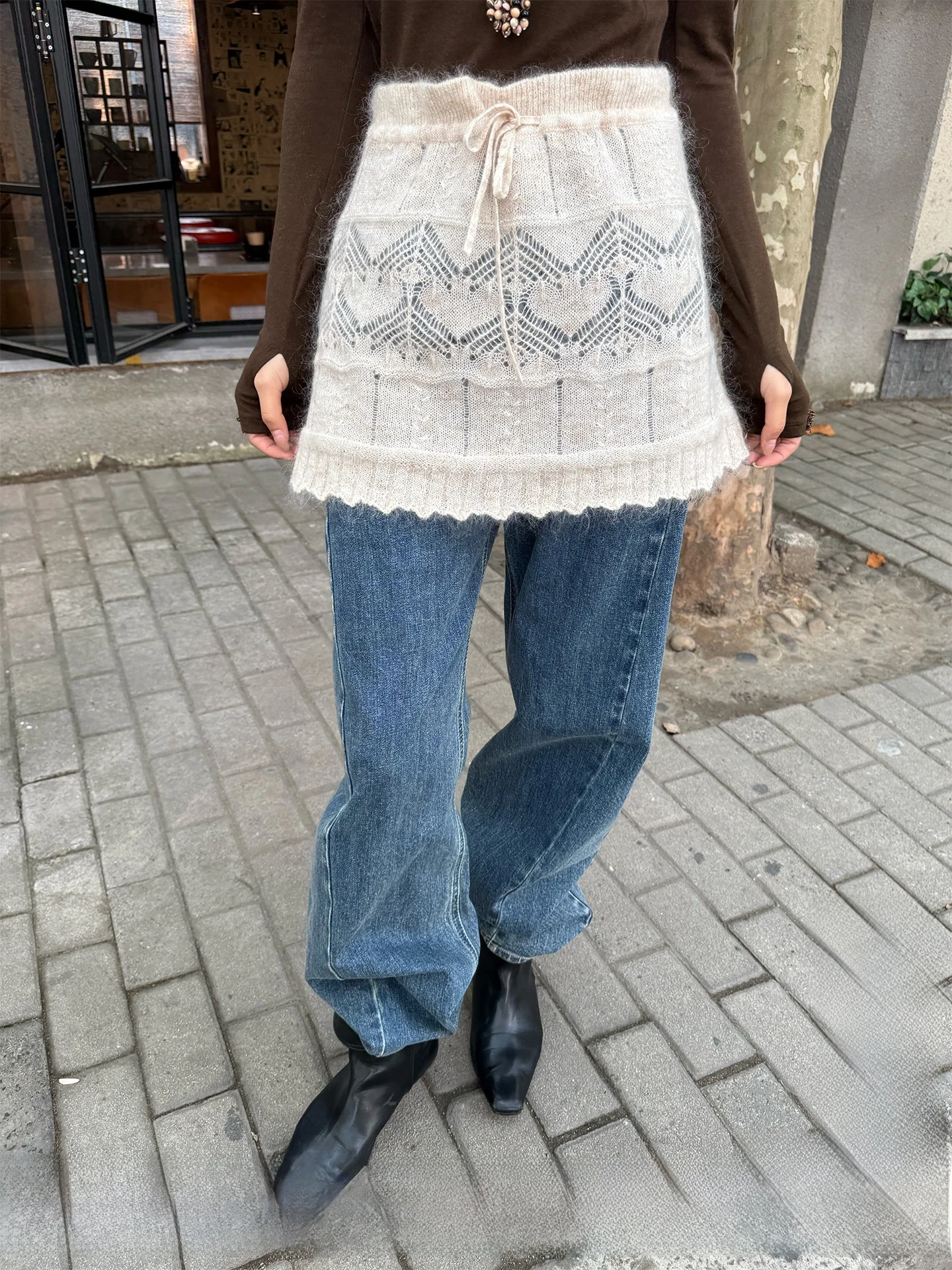 

Юбка Brand 7ASYUS с цветочным принтом, универсальная, средней длины, повседневная, с высокой талией, из нейлоновой смеси с шерстью, А-силуэт