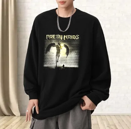 

Футболка для мужчин, осенняя аниме, роскошная удобная футболка с длинными рукавами и графическим рисунком Prey Hands, топы в стиле Харадзюку, футболка с принтом, базовая футболка большого размера