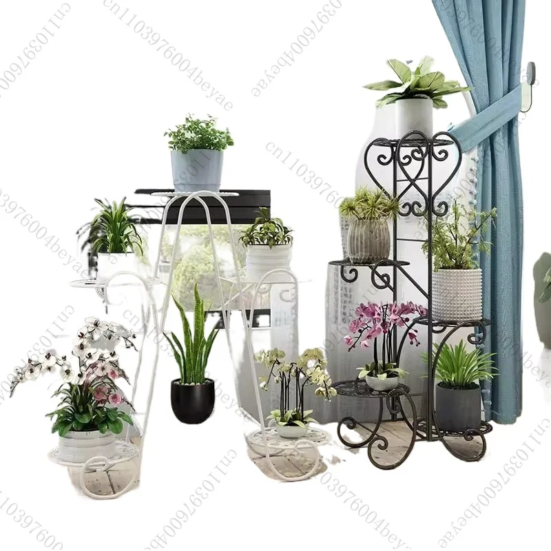 

Железная художественная зеленая бамбуковая полка для гостиной, многослойная напольная полка для цветочного горшка, многофункциональная полка для цветов на балконе в помещении