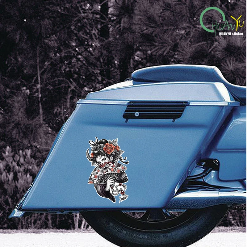 jdm Halloween geisha skull anime creative pattern car sticker car motorcycle laptop waterproof reflective sticker