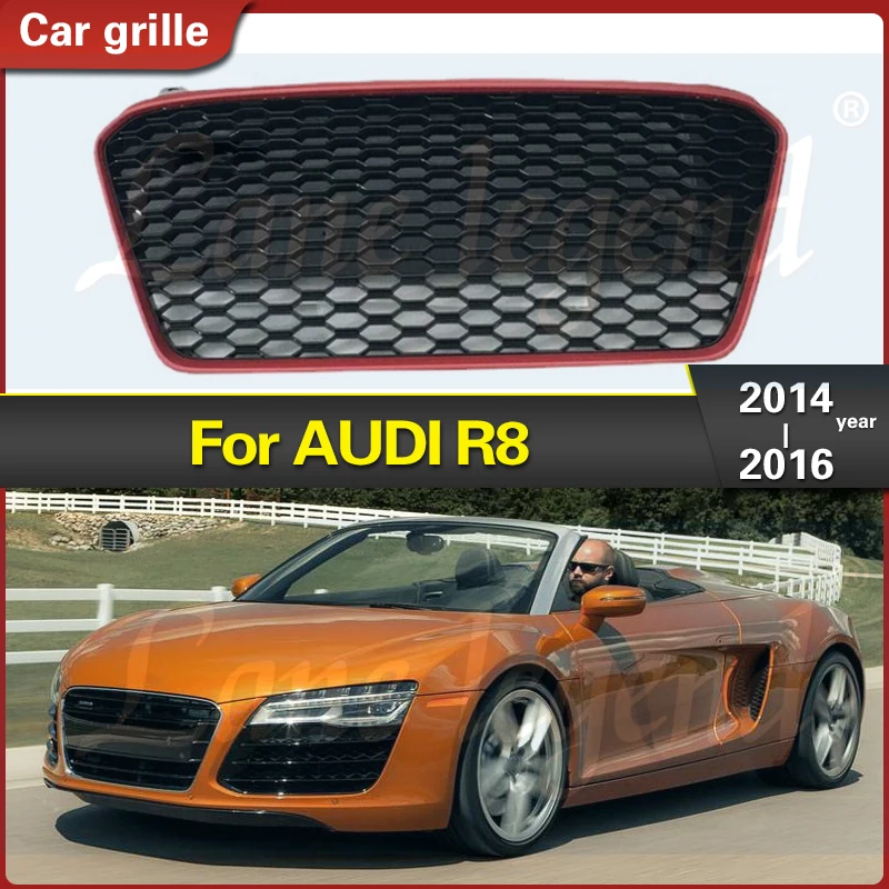 High quality Racing Grills Front Hood Grille for Audi R8 2014 2015 2016 Car Front Bumper Grill Center Grille Auto Accessories