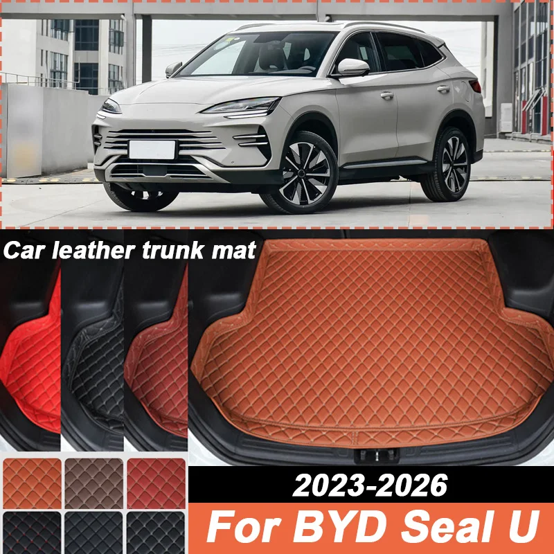 Leder-Kofferraummatte für BYD Seal U Zubehör Song Plus Sealion 6 SA3 2023~2026 Laderaum-Aufbewahrungsmatte Kofferraumteppich Hintere Auskleidung