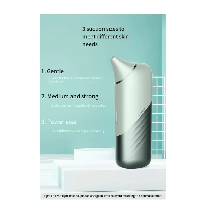 Assorbitore visivo di punti neri facile da usare, detergente per pori domestico regolabile a tre velocità, detergente viso elettrico -Bianco durevole