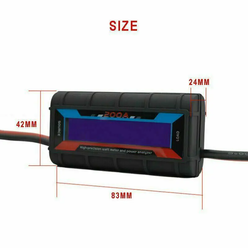 Black 200A LCD Digital High-precision Amp Watt Meter RC Battery Solar Power Analyser