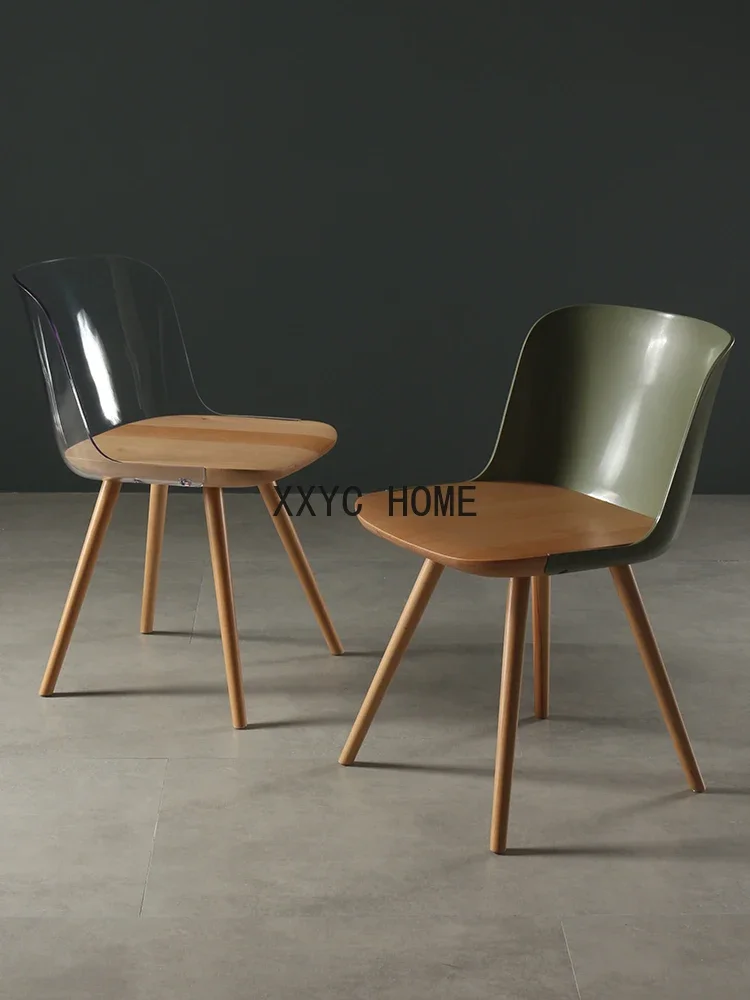 

Скандинавский прозрачный обеденный стул из массива дерева, современное минималистское кресло для ресторана, светлый роскошный акриловый стул с поручнями