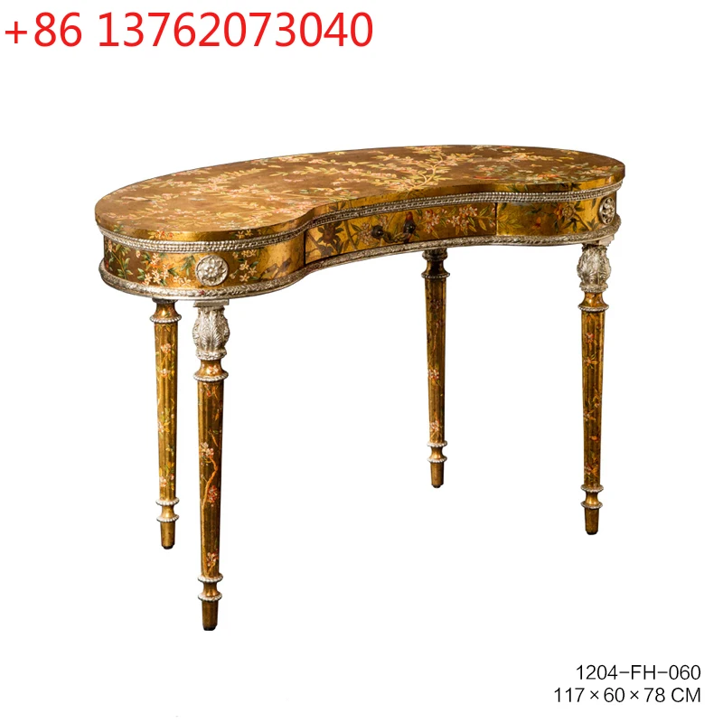 

French Chinese style gold gold and silver foil solid wood painted flower and bird high-footed plaza