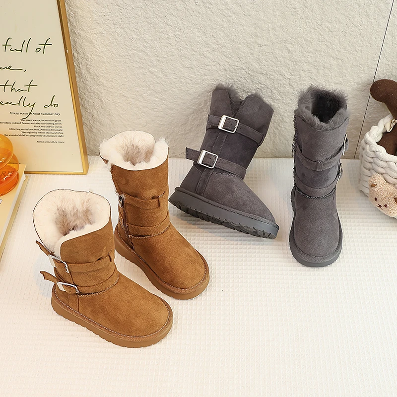 

2025 Winter new thick-soled thickening plush high-top boots Warm cotton shoes Tall snow boots for girls