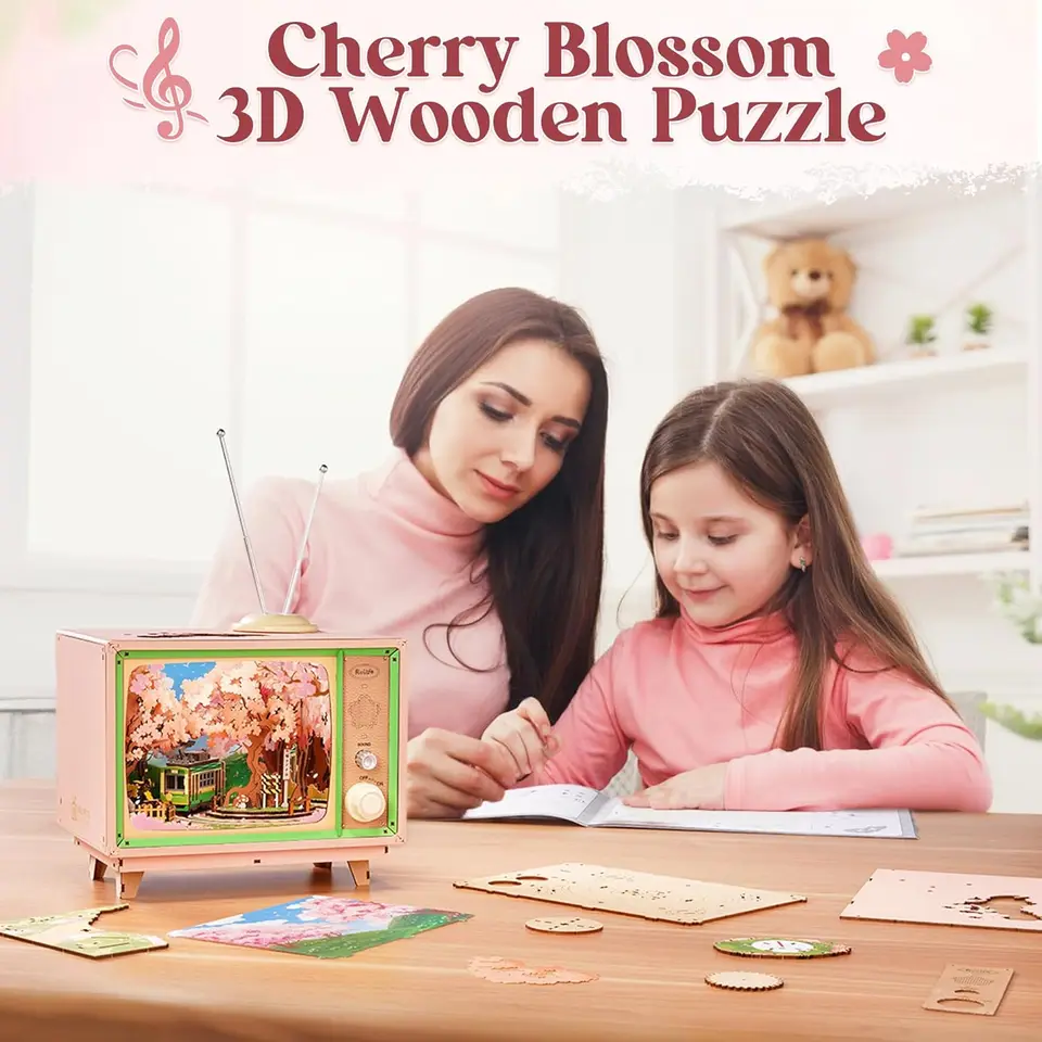 Robotime Sakura Dreamy Tour AMT02 DIY Music Box 3D Wooden Puzzle