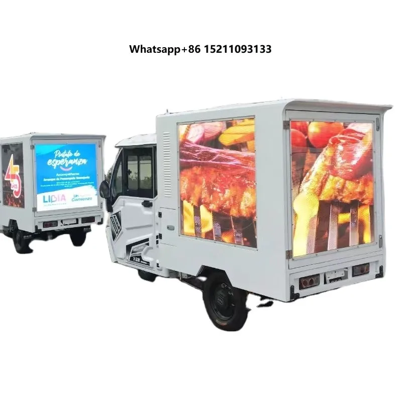 E3W1800 Hot Sale Outdoor Movable High Brightness LED Display Screen Closed Body Cargo Electric Tricycle