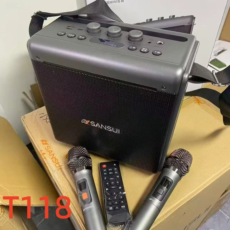 SANSUI T118 60W High-Power Portable Karaoke Outdoor Stage Long-Lasting Battery Life Worry-Free Singing Subwoofer with Microphone