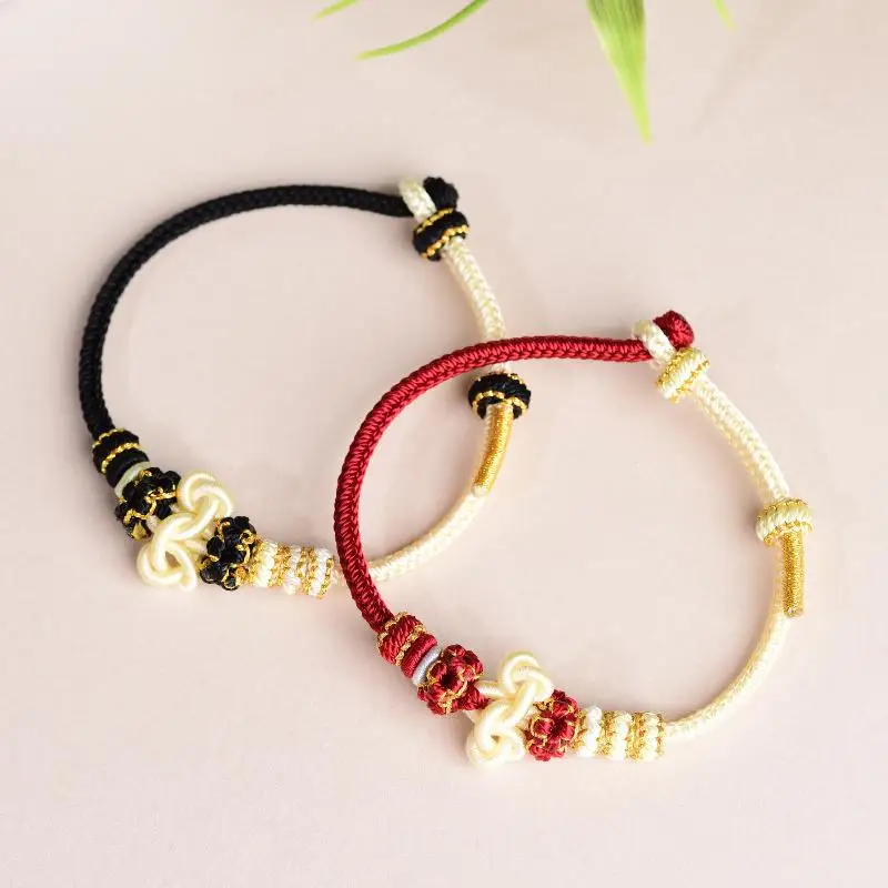 Adjustable Handwoven Lucky Knot Couple Bracelet Red String Beadable Rope Bangle for Good Luck Daily Wear Jewelry Gift