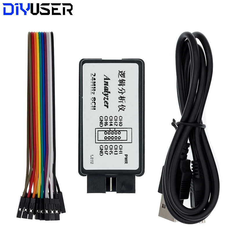 DIYUSER USB Logic Analyzer 24MHz 8 Channel 24M/seconds Logic Analyzer Debugger For ARM FPGA Logic Analyzer Logic 24M 8CH