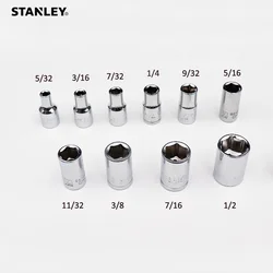 Stanley 1 peça 1/4 unidade polegada soquete 5/32 3/16 7/32 1/4 9/32 5/16 11/32/3/8 7/16 1/2 chave de soquete ferramentas de garagem quadrado imperial