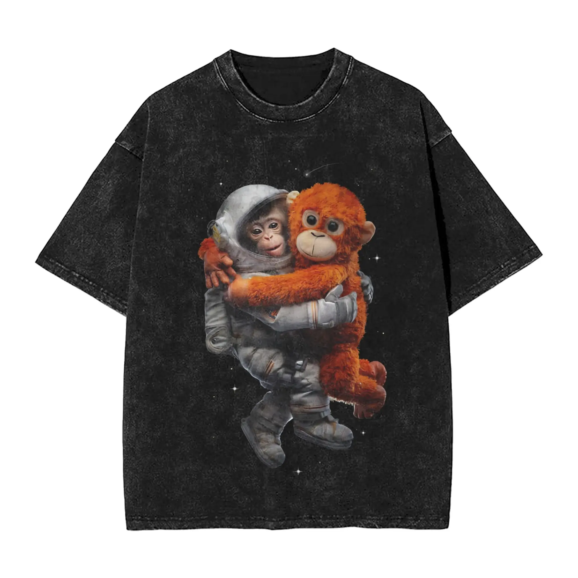 Space Punch Monkey T Shirt Summer  Vintage T Shirts Casual Hippie Tshirt For Couple Short-Sleeve Printed Tops