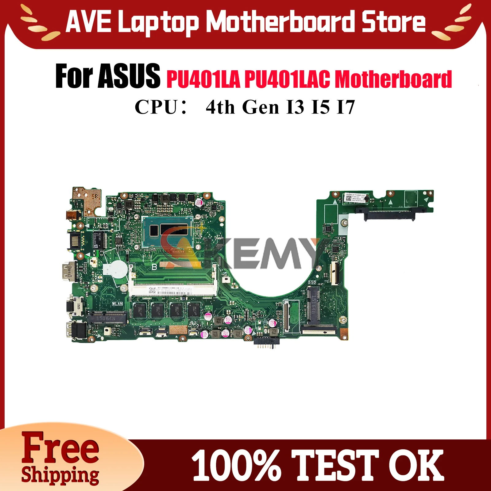 

PU401LA Laptop Motherboard For ASUS VivoBook PU401LAC PU401LA PU401L Notebook Mainboard With I3 I5 I7 CPU tests OK fast shipping