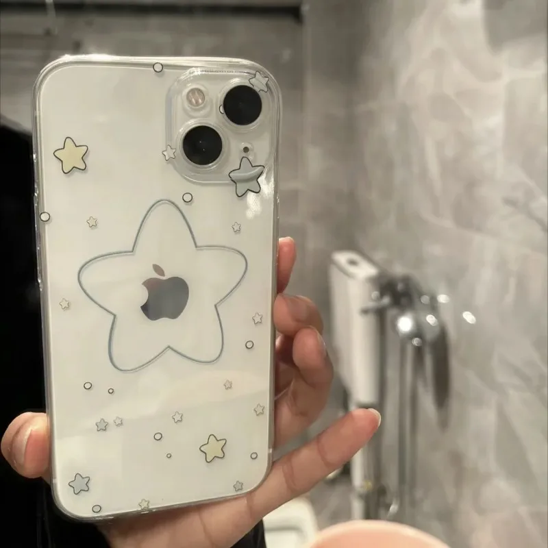 

Simple Cute Stars Phone Case For iPhone 17 16 15 11 12 14 13 Pro Max Mini X XS XR 7 8 Plus SE4 16E Soft Transparent Cover Fundas