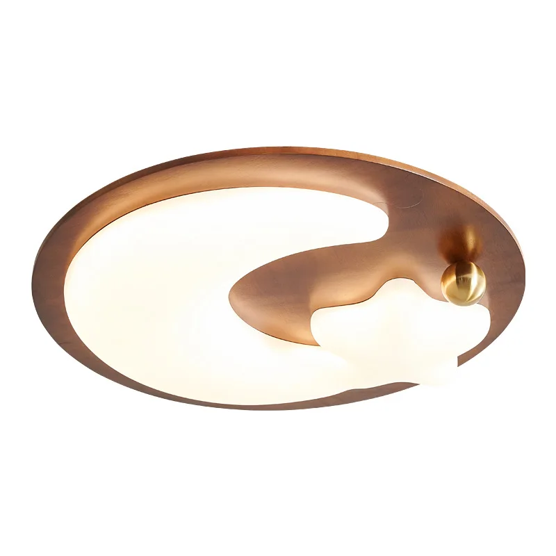 

Bedroom creative personality pentagram ceiling lamp solid wood eye protection warm