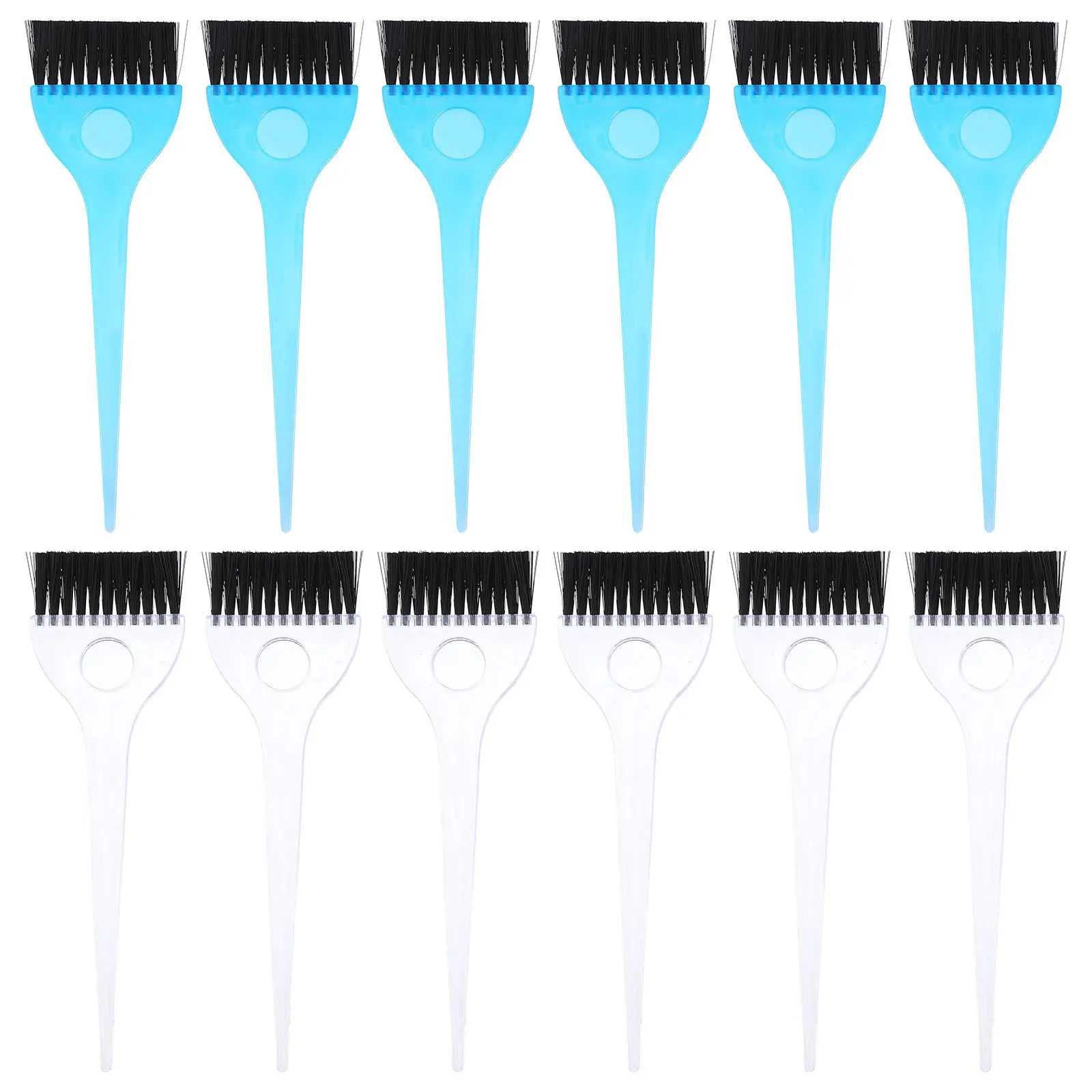 12 pinceles profesionales para teñir el cabello, para uso en salón y en casa, cerdas flexibles y rígidas, fáciles de limpiar, lavables, material PP