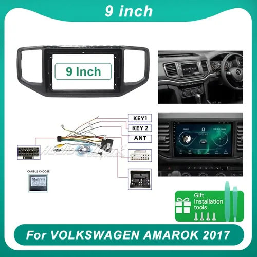Marco de radio de coche de 9 pulgadas para 2017 VOLKSWAGEN AMAROK Fascias Android GPS reproductor estéreo MP5 2 Din Panel de unidad principal tablero