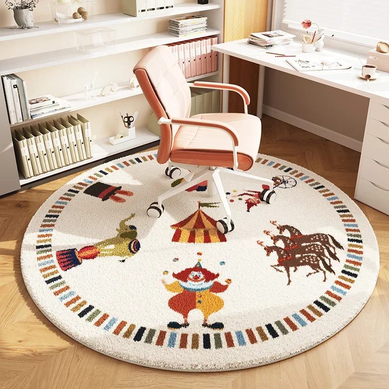 

Round Living Room Large Area Carpets Cartoon Bedroom Bedside Area Carpet Cute Minimalist Home Decoration Rug Plush Balcony Rugs