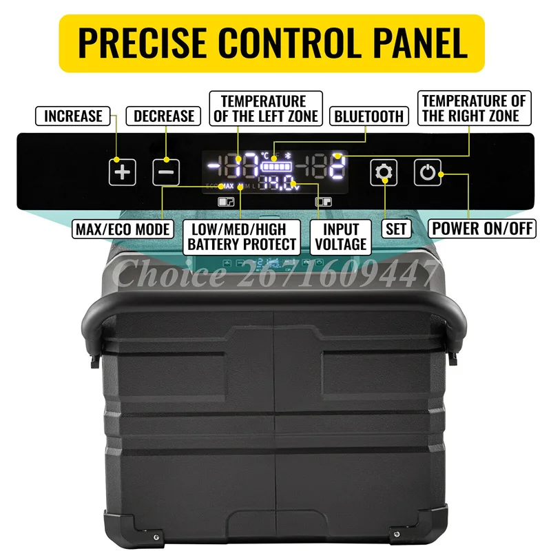 Refrigerador portátil pequeno do carro, Console Center Solar, congelador de acampamento, caminhão, barco, mini refrigerador elétrico