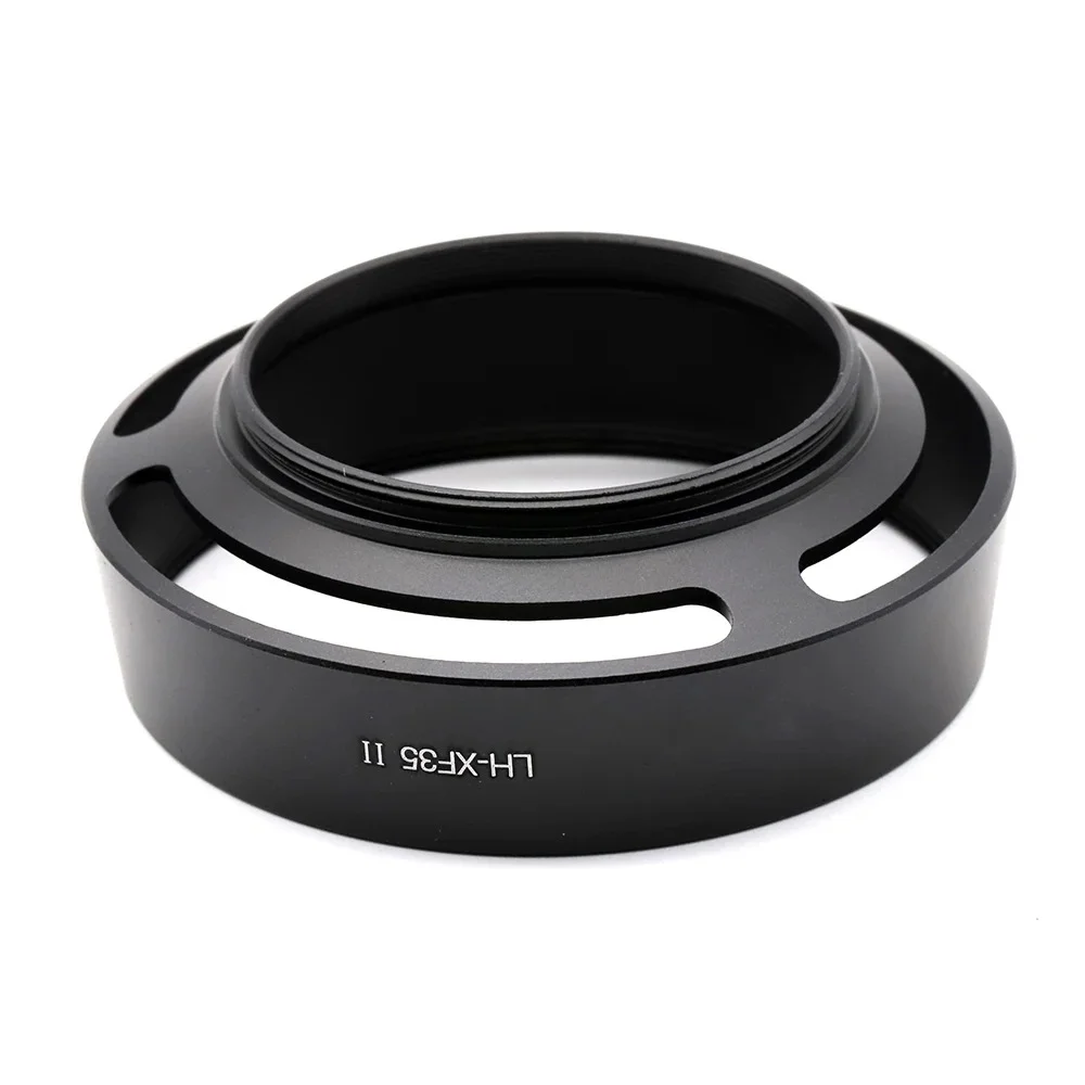 LinGo 43mm Screw in Metal Lens Hood for Fujifilm XF 35mm/23mm f/2 R WR Lens Replaces LH-XF35-2 with Lens Cloth Black