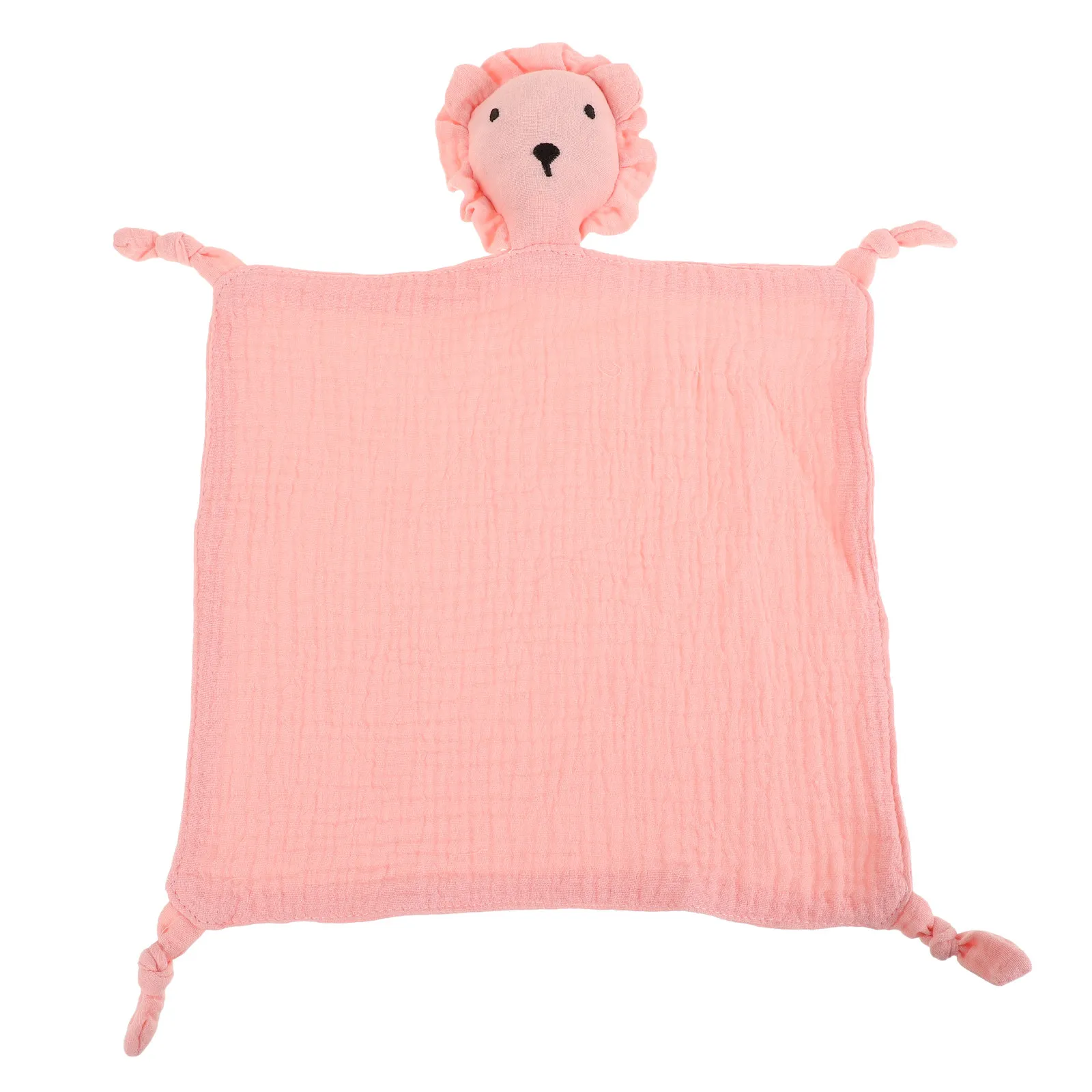 Muslin Baby Comforter Crinkle Texture Soft Security Blanket for Newborns Toddlers Bedtime Cuddling Teething Relief Cartoon Lion