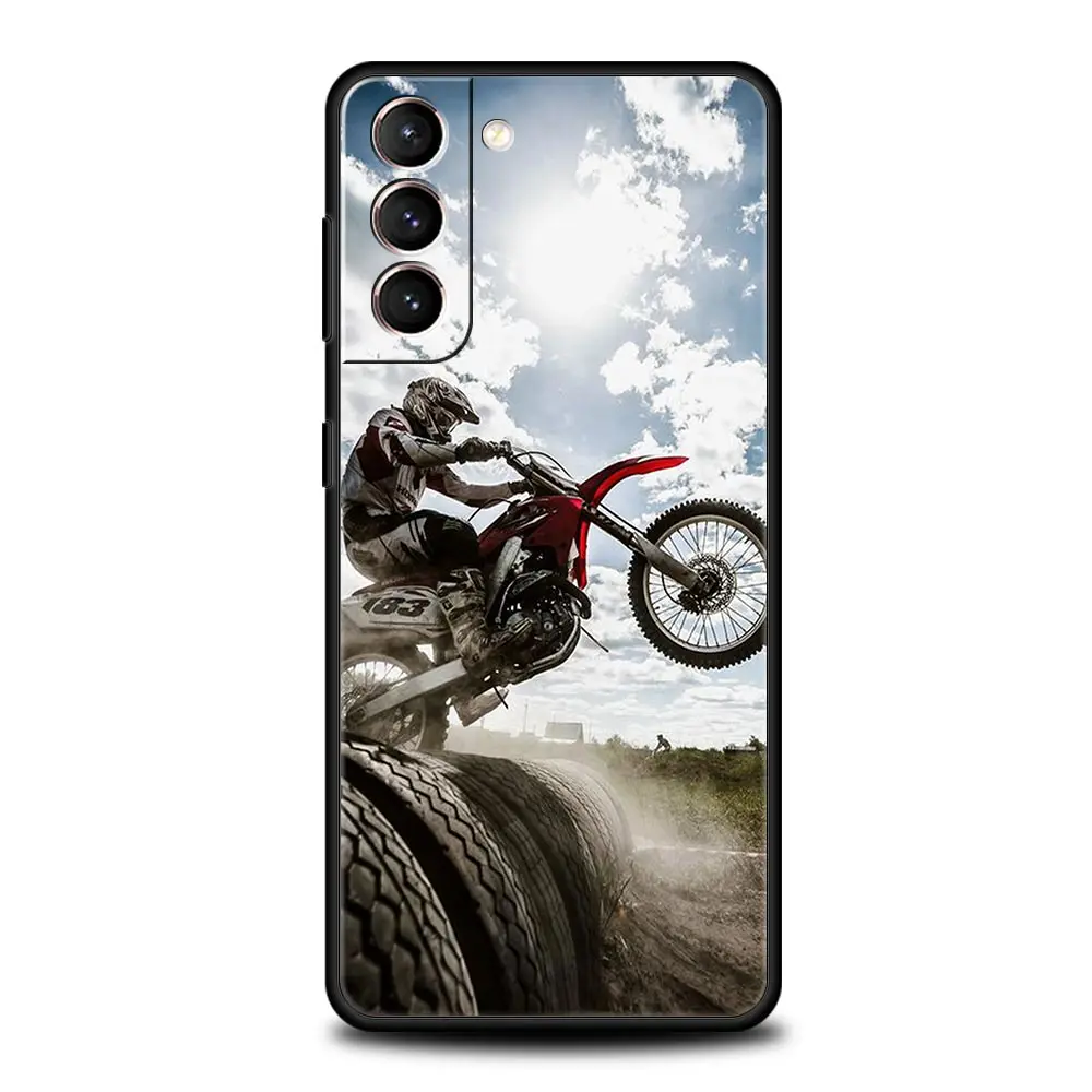 Moto Cross Motorcycle Sports Phone Case For Samsung Galaxy S23 S22 S21 Ultra S20 FE 5G S10 S9 S24 Plus S10E Cover Silicone Shell