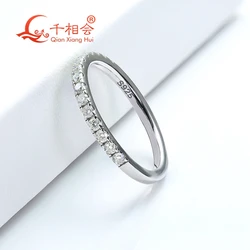 1.8mm half Eternity and half prime Ring Band 925 Silver white D VVS Round Moissanite Diamond Jewelry gift dating party women