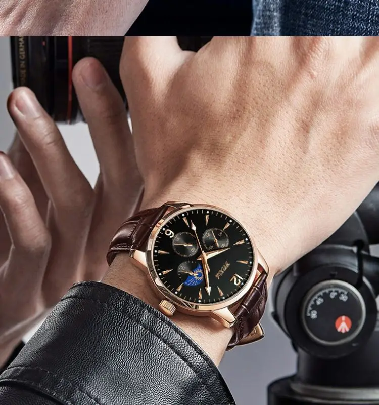 Retro style handsome luxury men's watch automatic waterproof student classic trend simple quartz watch birthday gift