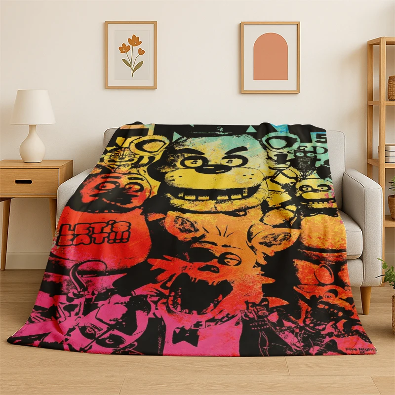 Classic F-FNAF Horror Game Freddy Flannel Blanket Soft Warm Throw Blanket for Bedroom Living Room Bed Travel Camping Picnic