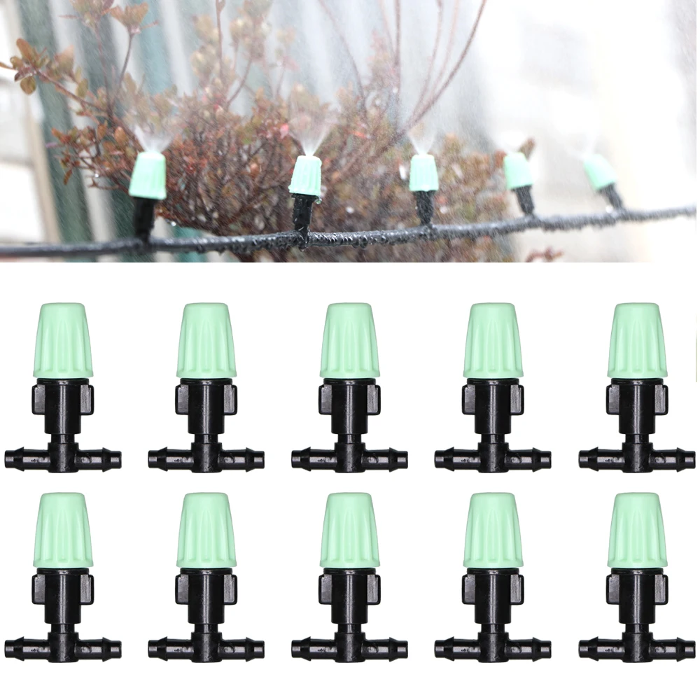 

RBCFHl 20PCS Adjustable Garden Greenhouse Drip Irrigation Misting Nozzles Micro Flow Head Dripper for 4/7mm 1/4 inch Tubing Hose