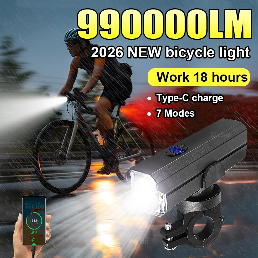990000LM Bicycle Front Light Super Bright 8500mAh Bike Headlight USB Charging MTB Road Waterproof Cycling Highlight Front Light
