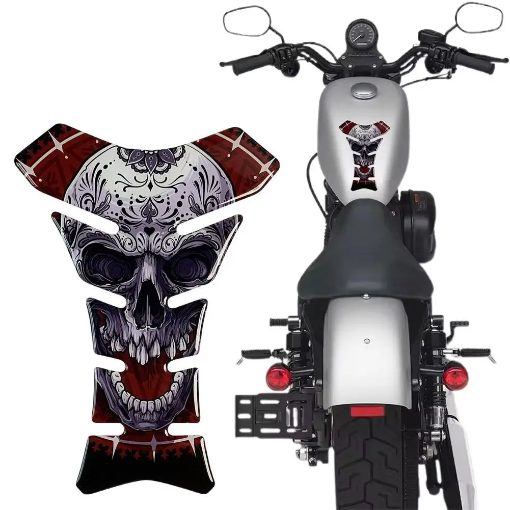 

Motorcycle Tank Sticker 3D Skull Motif For Yamaha, Honda, For Kawasaki, Suzuki, And For Ducati