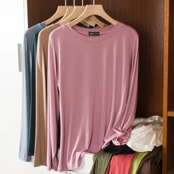 Slim Fit Modal Long Sleeve Base Shirt Women's Style Color Versatile Top plus Size Spring Inner Wear T-Shirt Commute Fas...