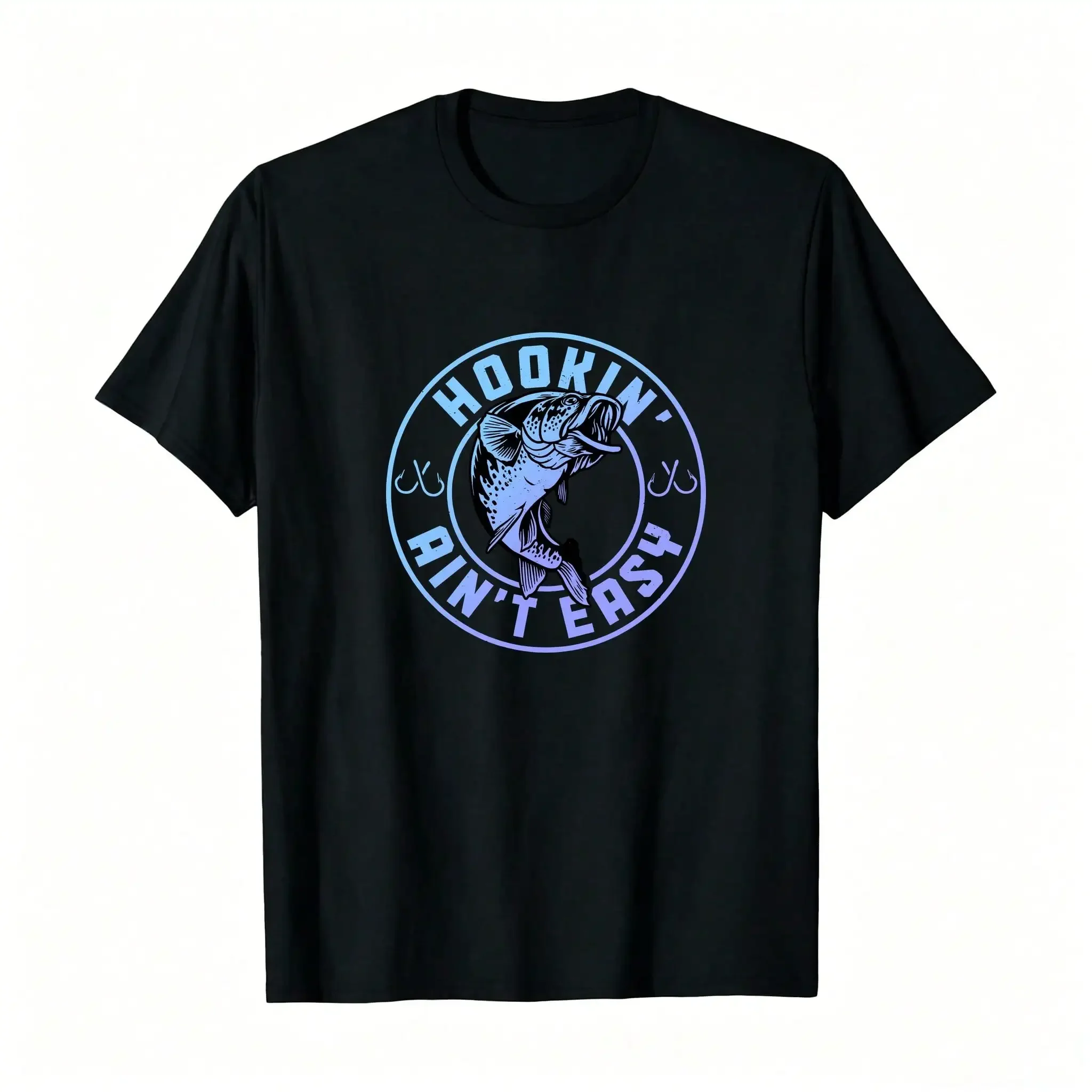 Hookin' Ain't Easy Funny Fishing Fisherman Vintage Pullover Pullover Women's Plus-Size ,FlexStretch Performance Fleece, From Power Yoga To Park Run Durability_,Breathable And Comfortable Short-Sleeved Round-Neck Top, Suitable For All Seasons