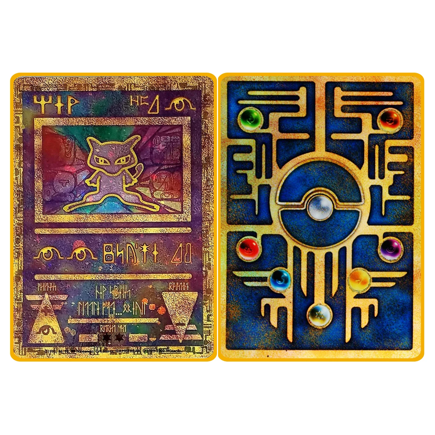 6.3x8.8cm Diy PTCG 뮤 컬렉션 카드 고대 양면 컬러 금속 카드 뮤 클래식 한정판 애니메이션 카드 선물 완구