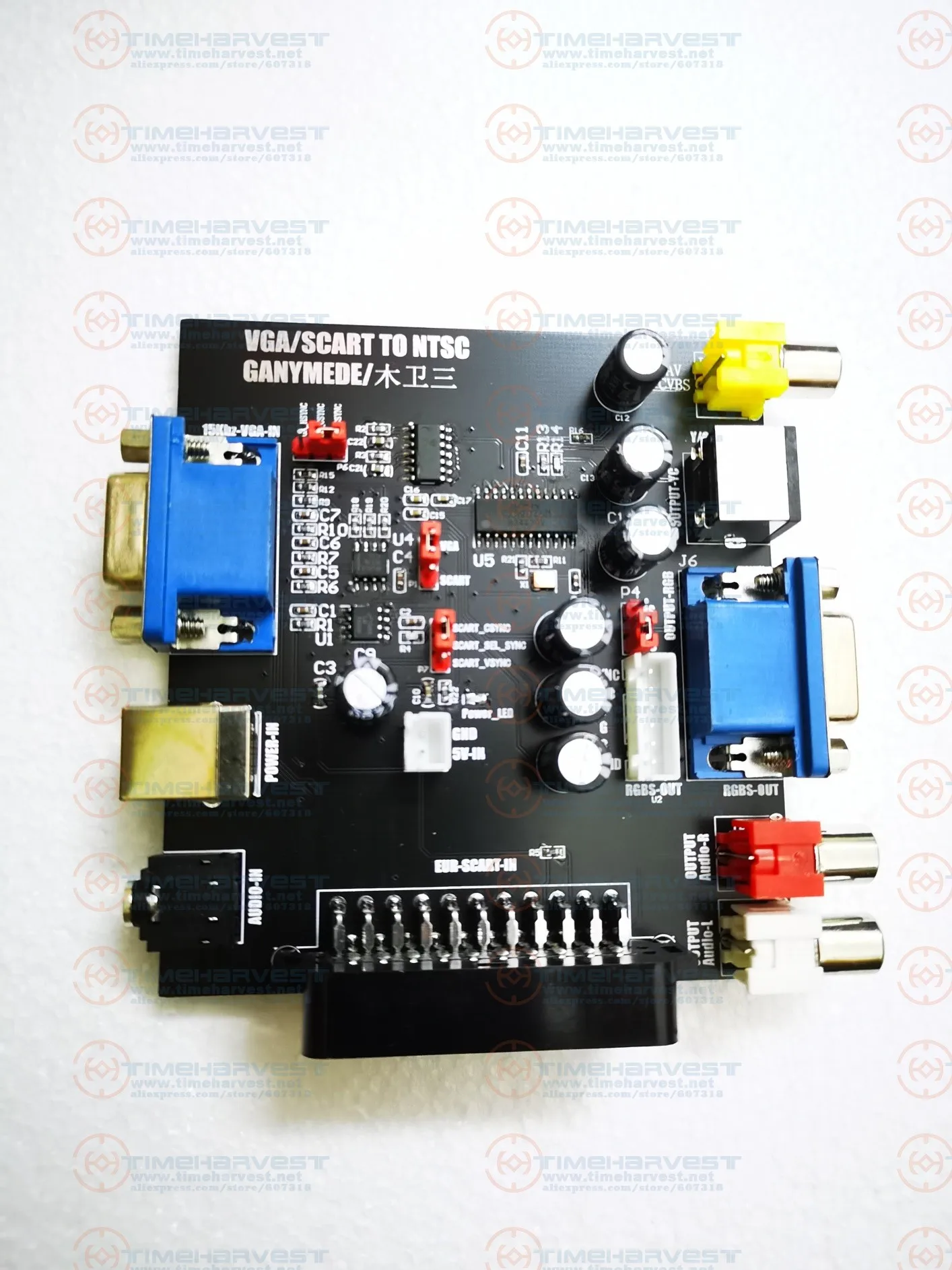 Video Signal Converter, SCART Input, 15P, 15Khz, RGBS, VGA Input to NTSC, S-Video Output, AV Output, PCB