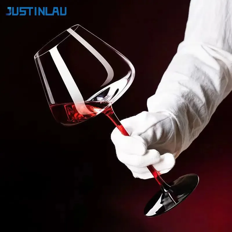 JUSTINLAU Copa y decantador de vino tinto hecho a mano, copa de cristal de gran barriga, copa de burdeos, suministros para fiesta de cumpleaños y boda