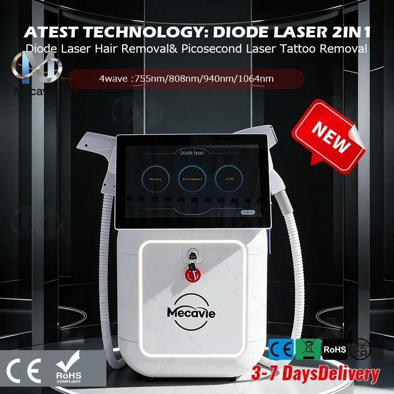 High Power Ice Cooling 2 In 1 Laser Beauty Machine 755 808 940 1064nm Hair Removal Tattoo Elimination Skin Lifting Salon Instrum