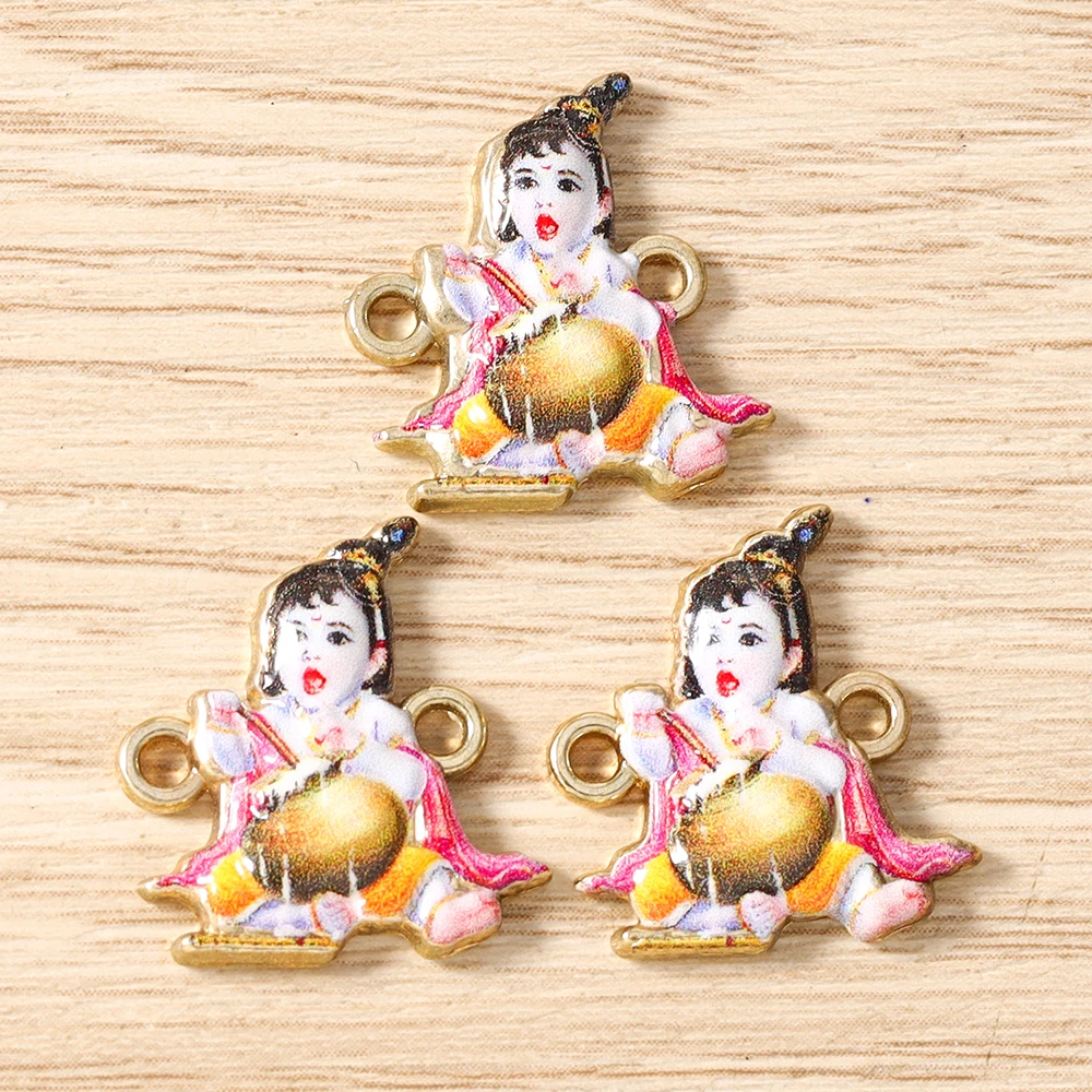 Tusember 20 Stück Emaille-Öltropfen-Anhänger mit Hinduismus-Motiven: Ganesha, Göttin, Kashi, Vishnu für Ohrringe, Halsketten, Schmuckherstellung, DIY-Zubehör – Detail 12