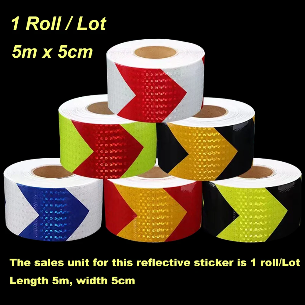 10 Pcs/Set Car Sticker Reflective Arrow Sign Tape Warning Safety Sticker For Car Bumper Trunk Reflector Hazard Tape Car Styling