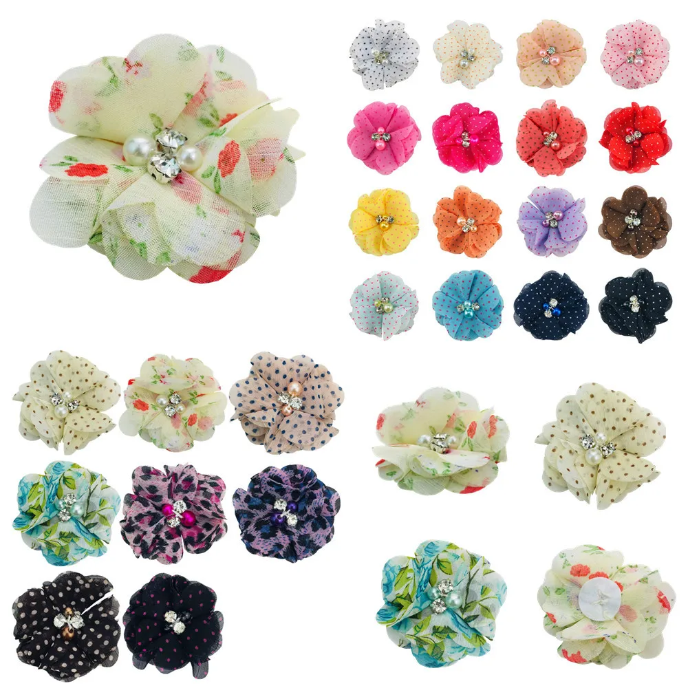 

5 см ручной работы в горошек, алмазная шифоновая бусина в горошек, детский головной убор с цветком, повязка на голову, шпилька, аксессуары «сделай сам», на складе, оптовая продажа