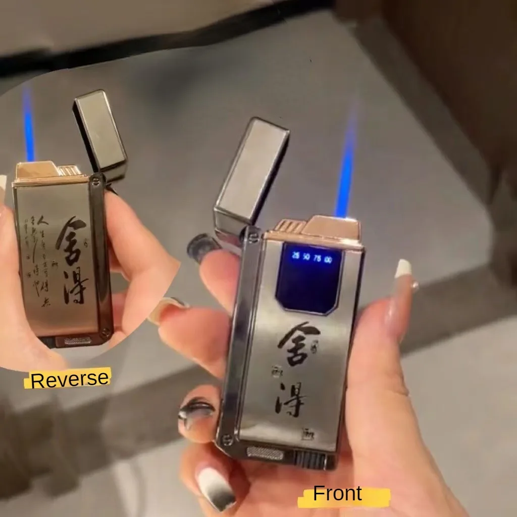 New Fashionable Touch-sensitive Gas Lighter Gas-electric Hybrid Power Display USB Electronic Lighter Men\'s Gift Original